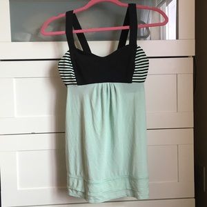 Size 8 Black and light green LuluLemon Tank Top